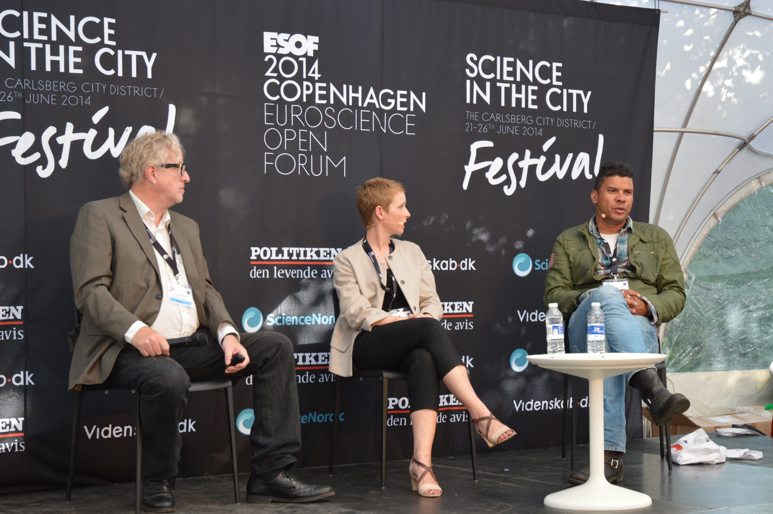 The panel consisted of Frederik Stjernfelt, Aarhus University, Julie Sommerlund, UCPH, and Vincent Hendricks, UCPH (from left to right)