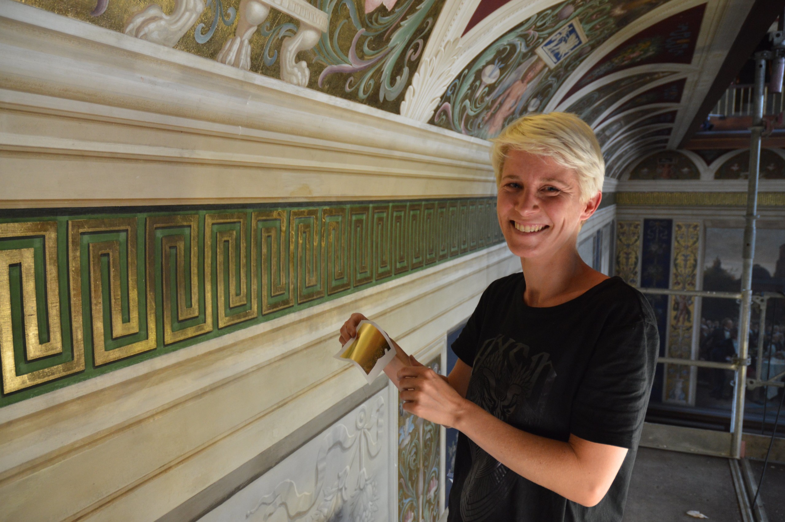 Yes! It is expensive! Mette Midtgård shows a patch of the gold sheeting