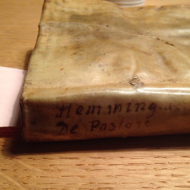 An old book at UCPH bound in sheep skin 