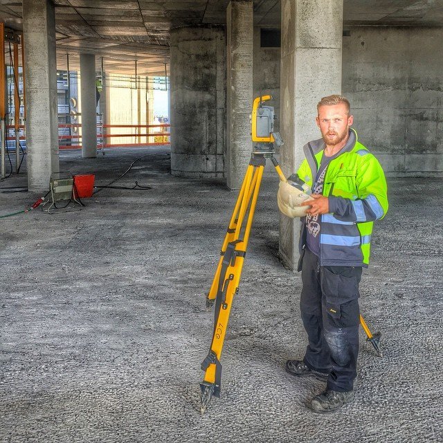 Surveyors showing off their new Trimble S6. Photo: larsgotfredsen