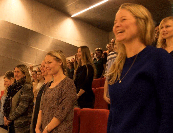 Attendees at the Lundbeck auditorium, University of Copenhagen, were put through the motions by the speaker