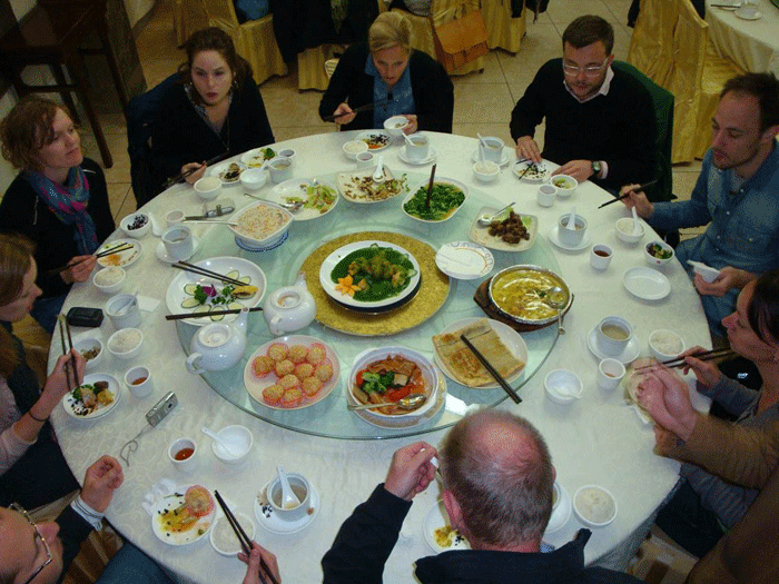 Researchers doing some food philosophy on a previous visit to China
