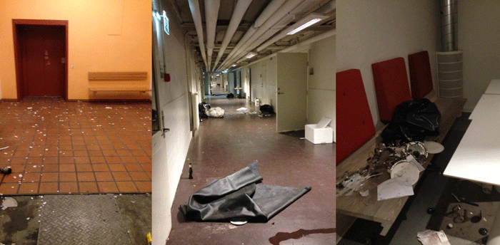 Mess left for the cleaning staff of the University of Copenhagen