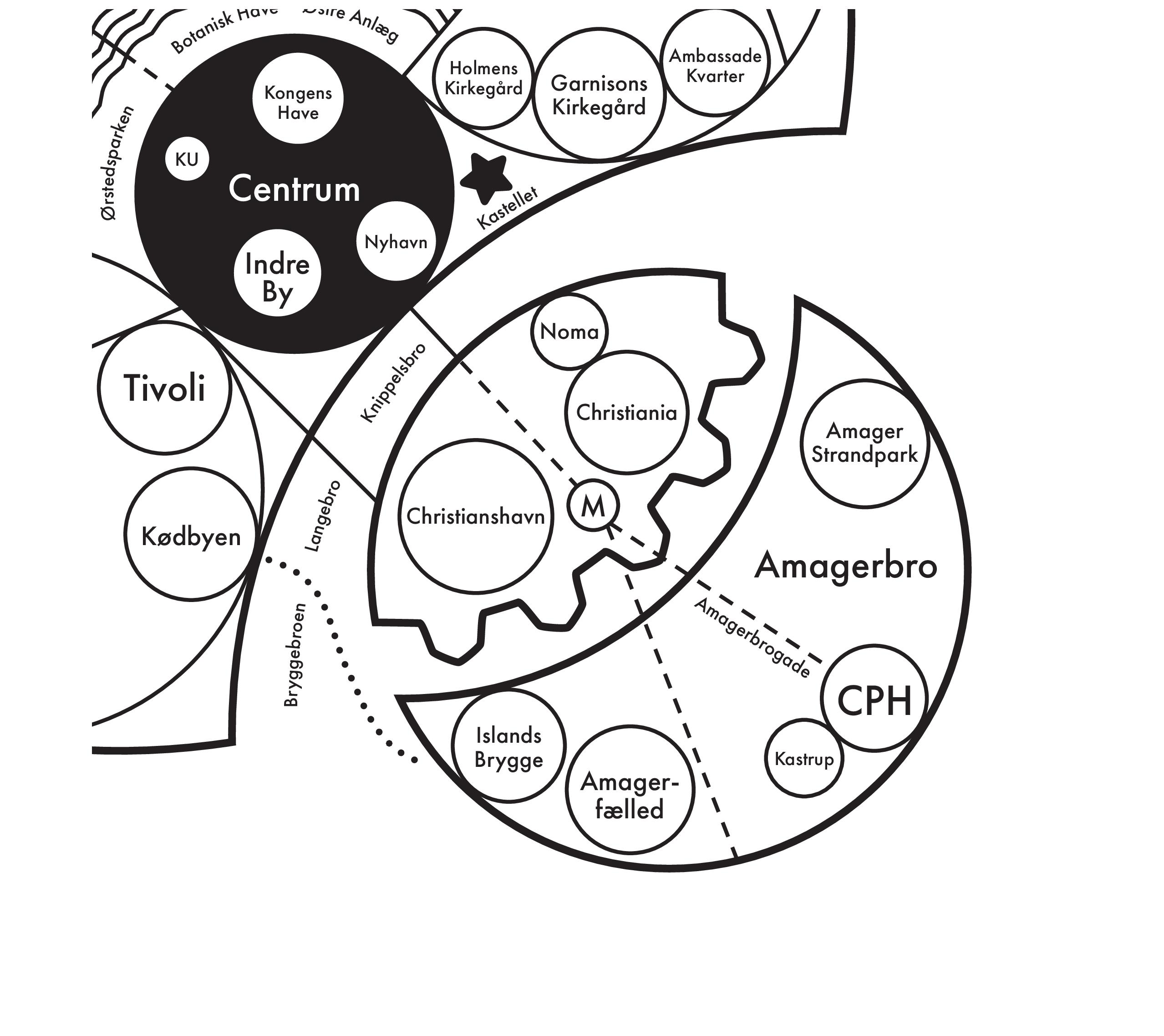 The island of Amager, as seen by Archie Archambault, and a small part of the larger Copenhagen map