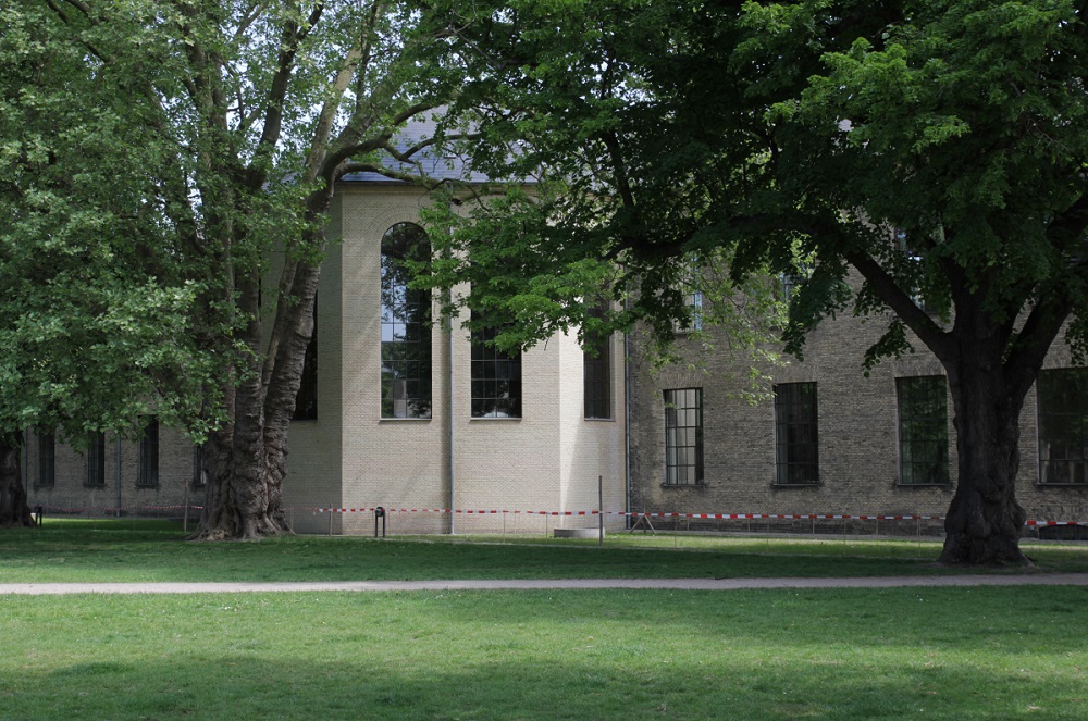 The outside of the auditorium after it was re-built. 