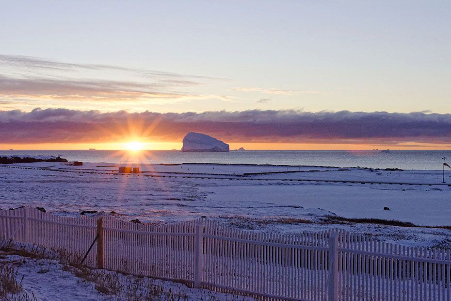 A large iceberg, way off the coast of the Arctic Station in late October 2016
