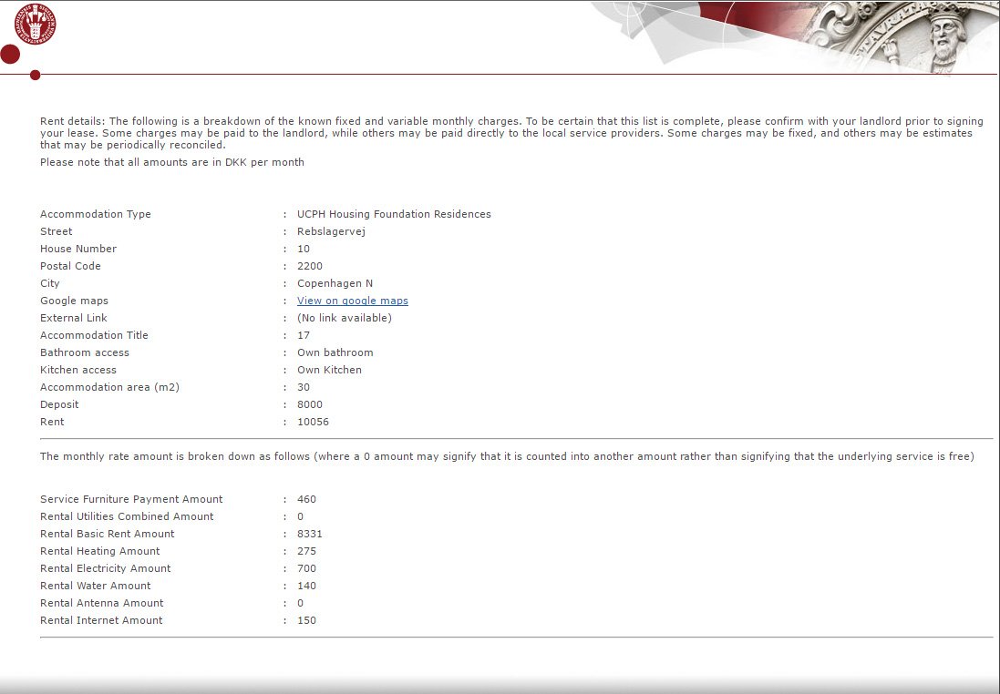 Husleje og andre udgifter for de kommende lejere  af Adam Shrimptons værelse på Rebslagervej Kollegiet.
Oplysningerne kan findes her: https://web.archive.org/web/20161212013300/http://housingfoundationbooking.ku.dk/HousingKU/RoomInfo.aspx?roomid=2973&startdate=2017-04-01