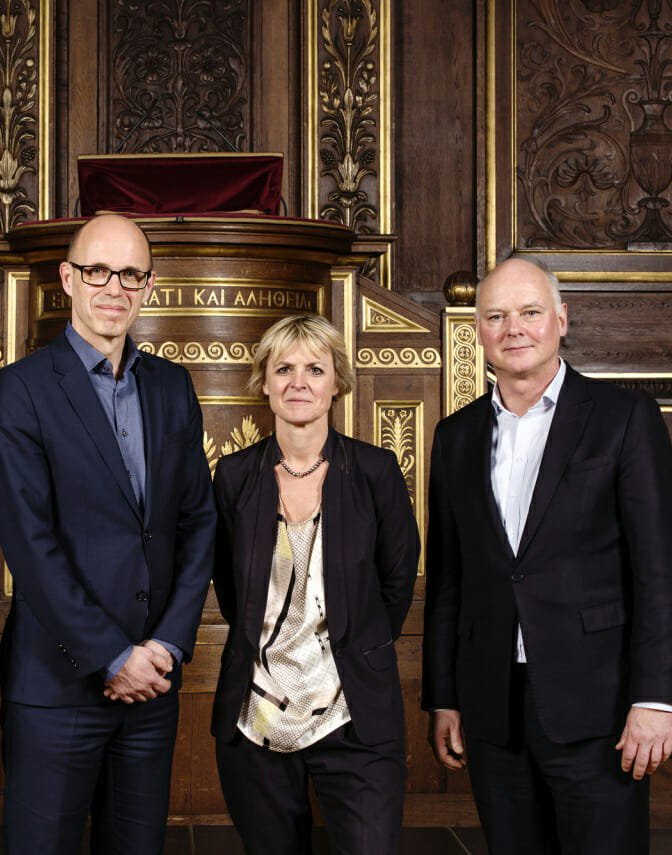 Fra venstre rektor Henrik C. Wegener, afgående prorektor Lykke Friis og fratrådt prorektor Thomas Bjørnholm.