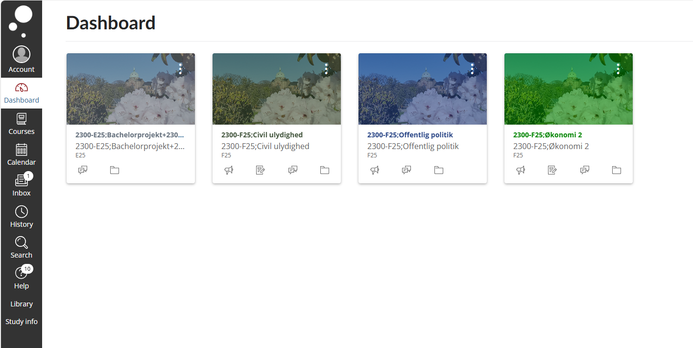 Sådan kan forsiden på Absalon se ud. 