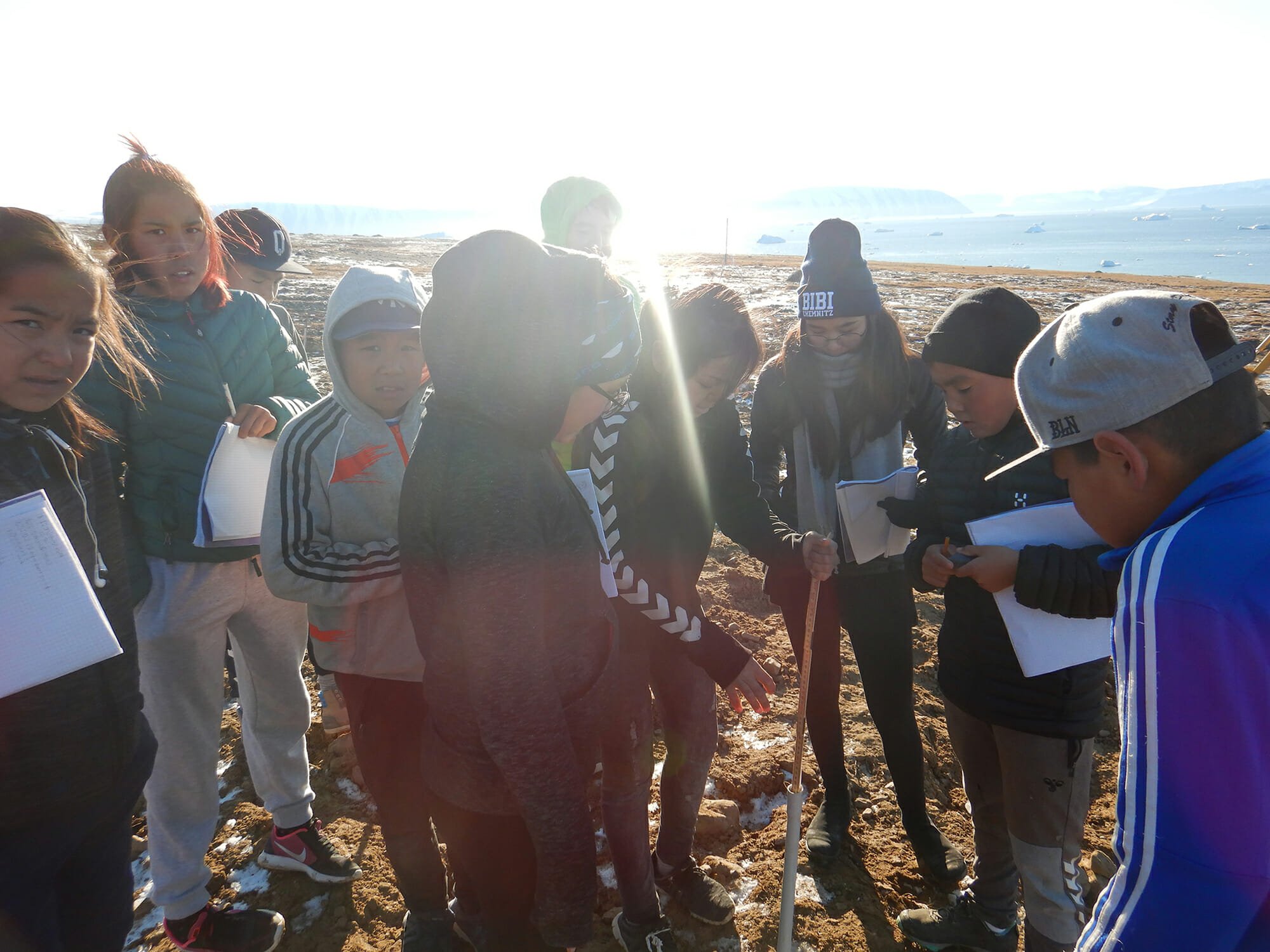 (From left to right) Karen, Asta, Qisunnguaq, Inuuteq, Niviaq, Nivikkana, David and Qajuuttaq.