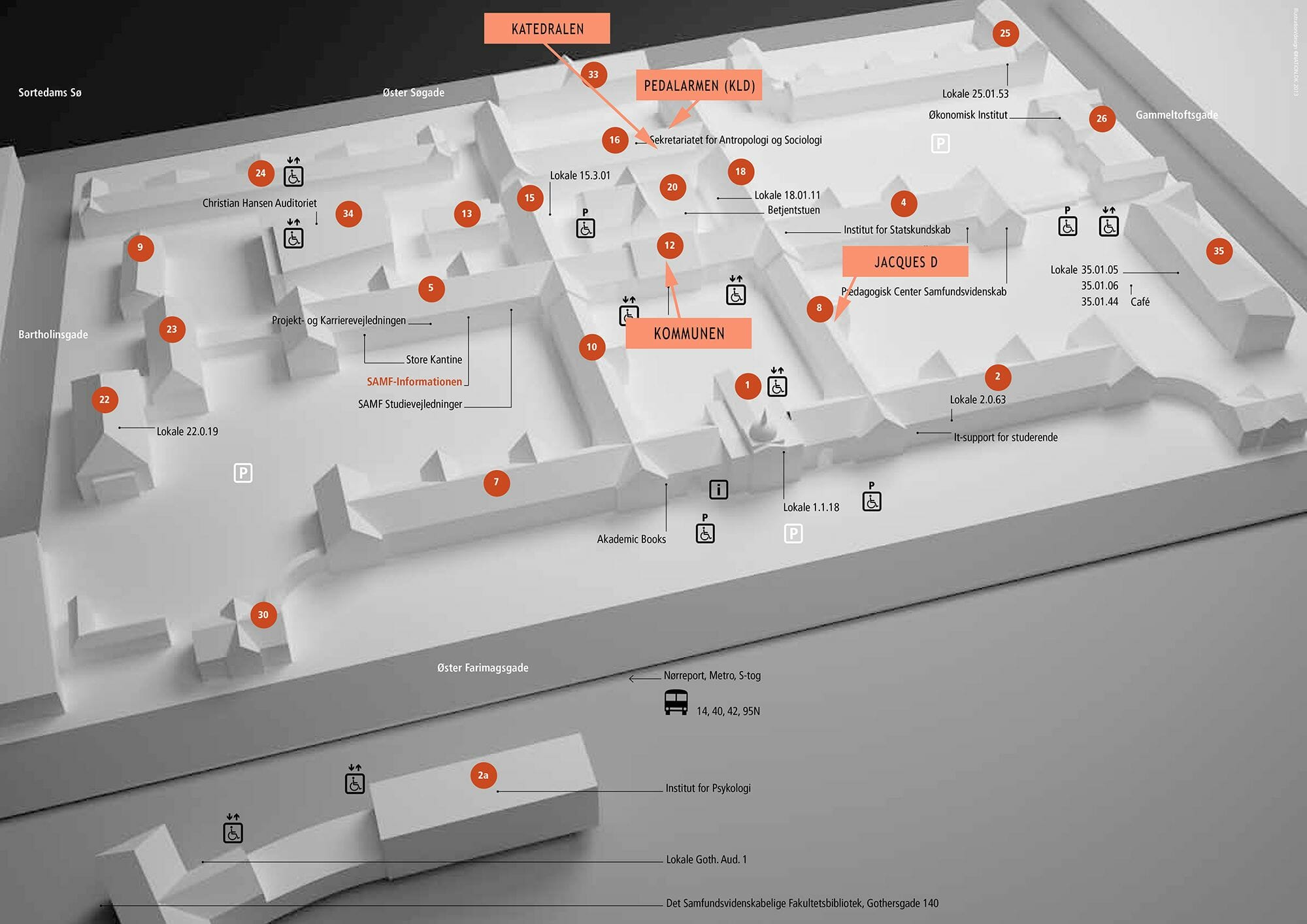 Kort over Center for Sundhed og Samfund.