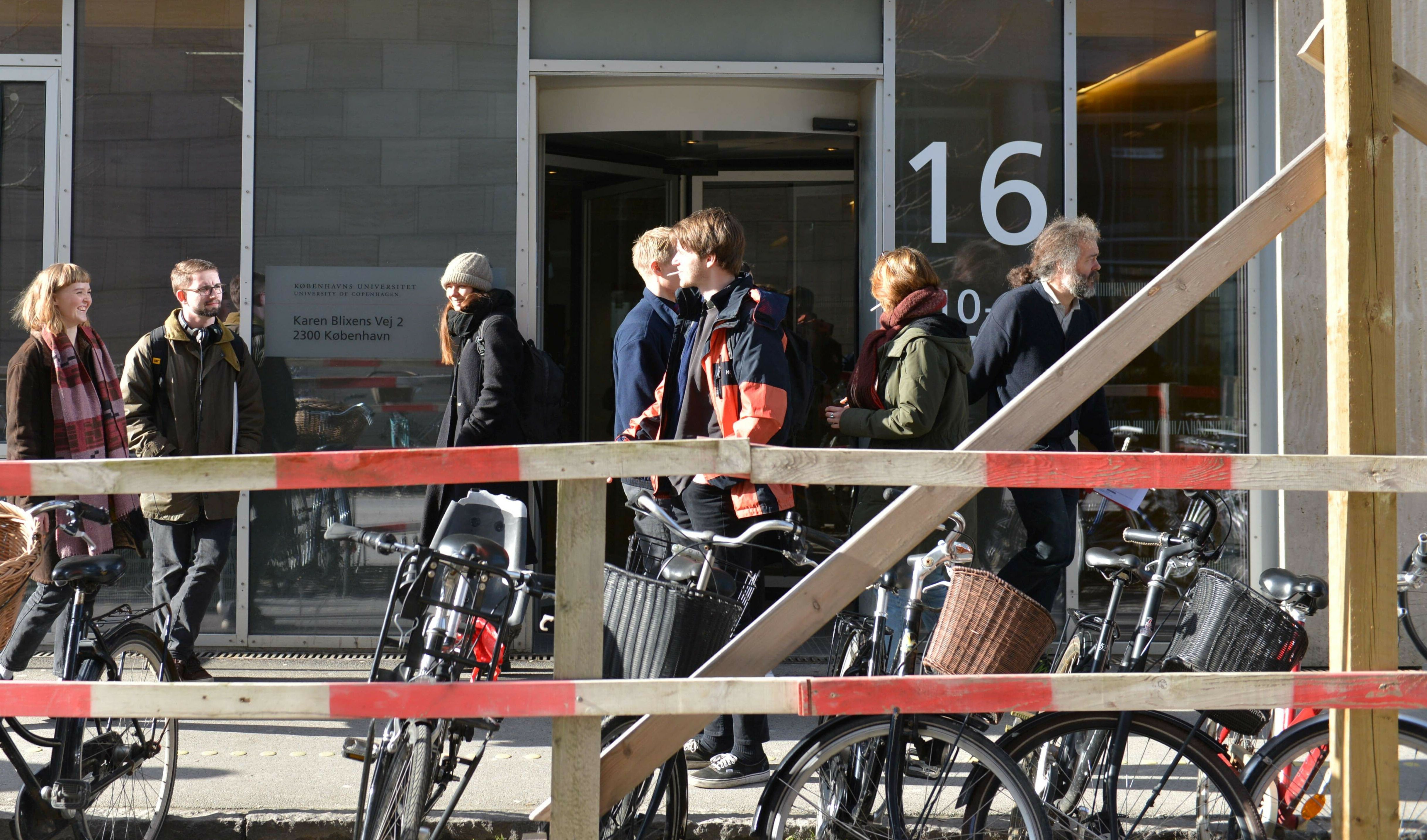 There is not much room, and people are often met by smokers when they exit the revolving door at building 16.