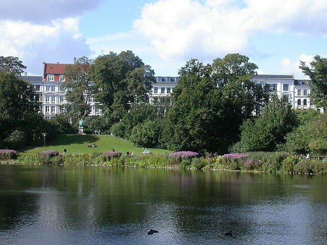 Ørstedsparken in Copenhagen looking outwards from what used to be inside the city walls