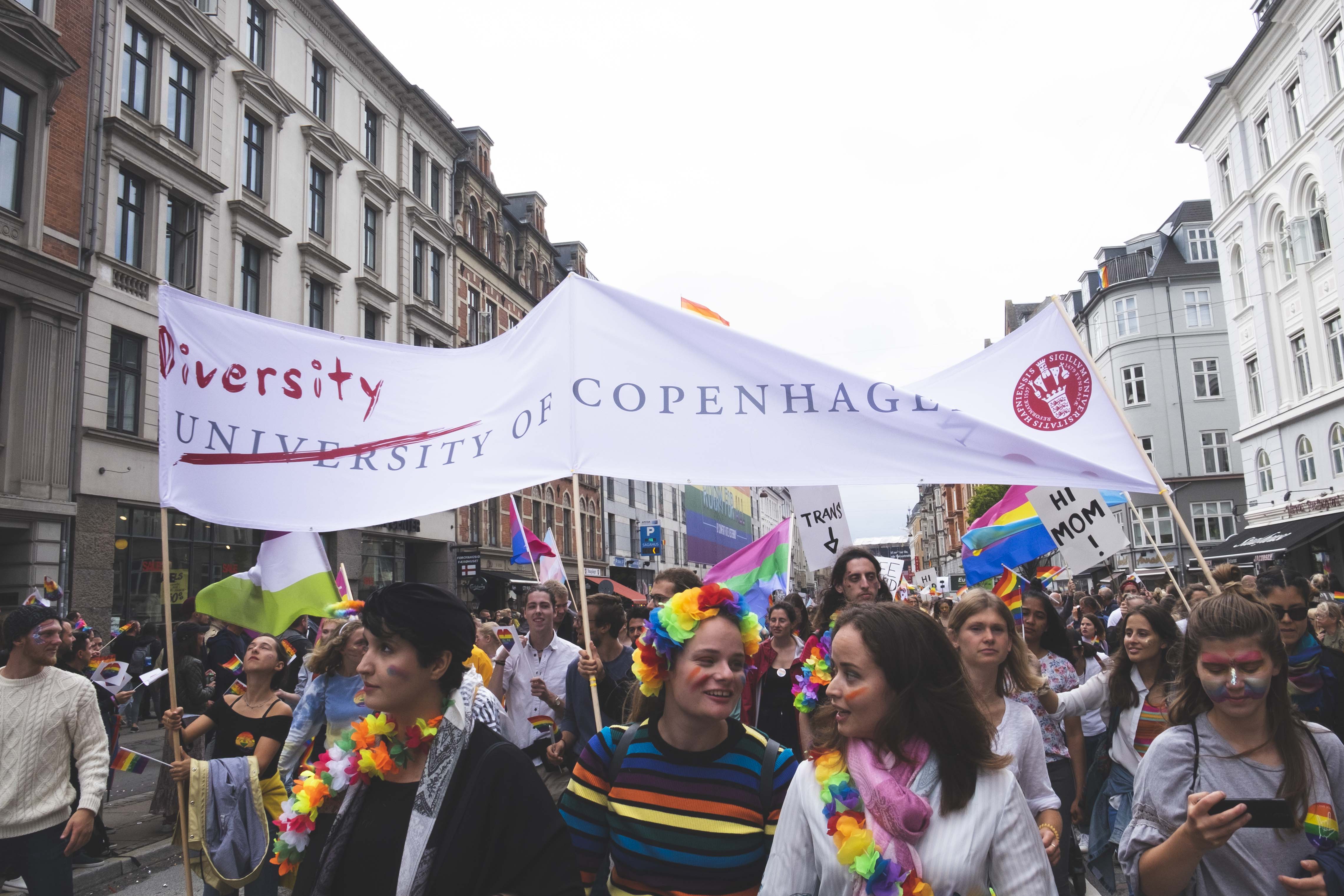 Københavns Universitet har i flere år været den største gruppe i Pride Paraden og deltager under sloganet 'Diversity of Copenhagen'