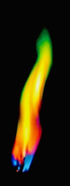 ’Farvet Ild’ er skabt af Victor Haargaard. En flamme er farvet med en blanding af calciumsulfat, kobbersulfat og bordsalt. Ilden får de specielle farver, når et molekyle eller atom springer fra et højenergi-stadie til et lavenergi-stadie på få nanosekunder eller mindre. Farven afhænger af det anvendte grundstof. Vinder af unge-kategorien.