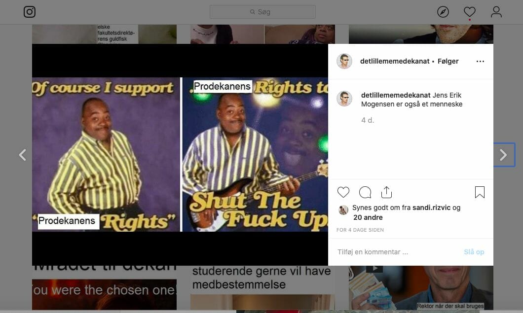 »Of course I support Prodekanens Rights – Prodekanens Rights to Shut The Fuck Up.« (Screenshot fra detlillememedekanat).