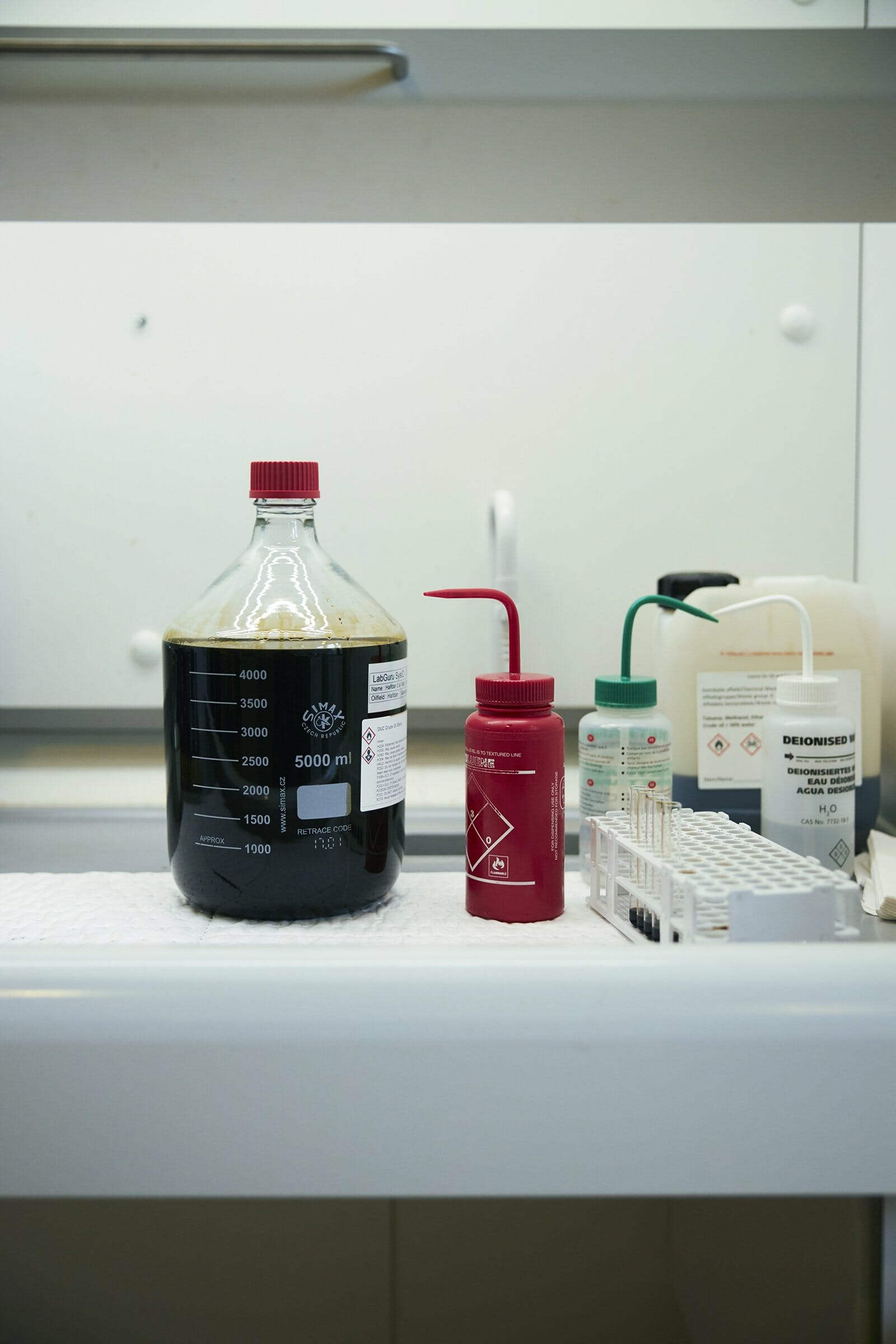 The black liquid is ready to be examined more closely at the laboratory.