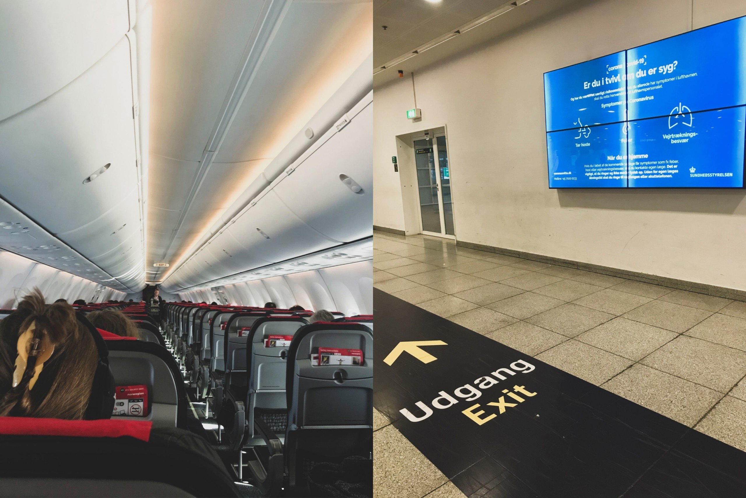 Flyet til København var overhovedet ikke fyldt. Alle snakkede sammen på kryds og tværs, men stemningen var alligevel dæmpet. Det var underligt pludselig at se skilte over det hele i Københavns Lufthavn – der var slet ingen i Edinburgh.