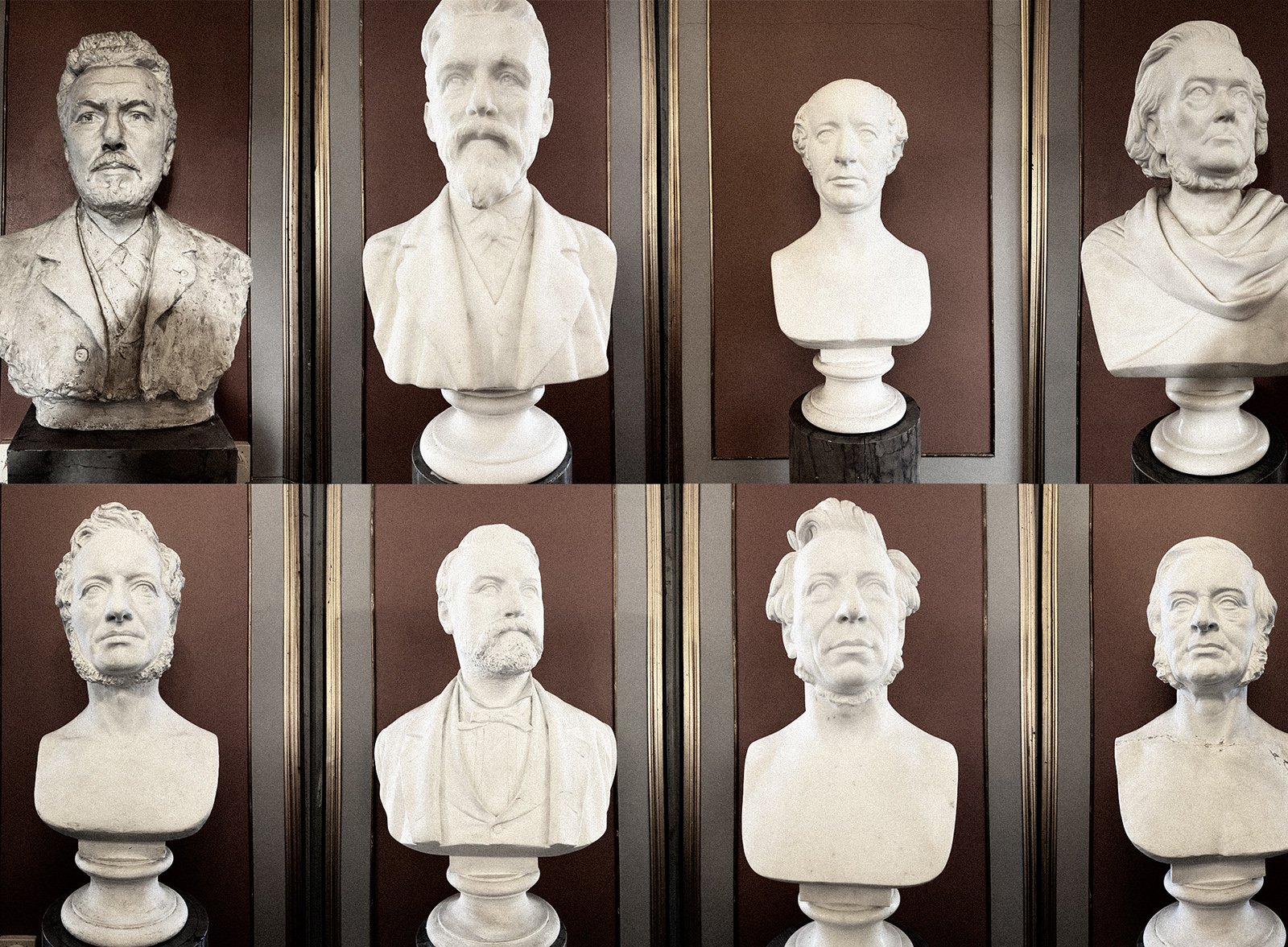 A selection of the busts overseeing the panel discussion.
