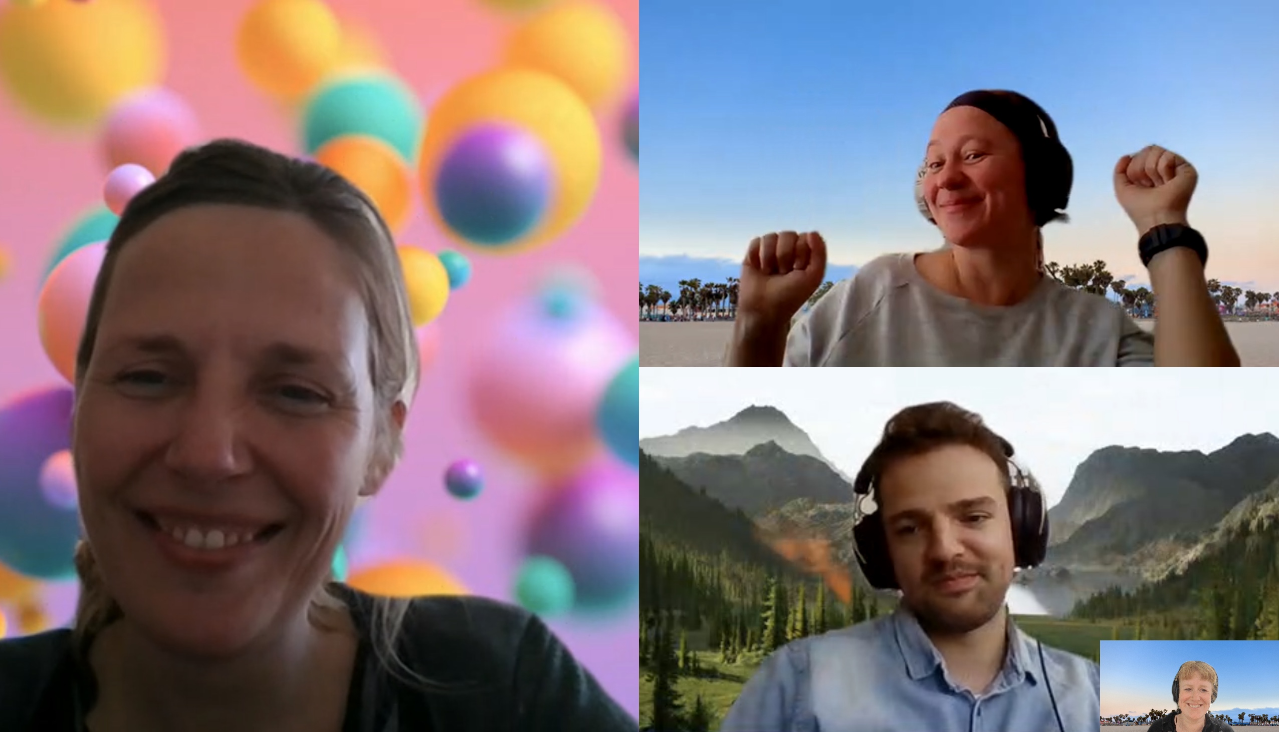 Marianne, Katia, Henry og Andrea i en pause mellem sessioner.