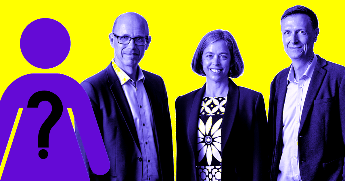 Fra højre: Universitetsdirektør Jesper Olesen, prorektor Bente Merete Stallknecht og rektor Henrik C. Wegener.