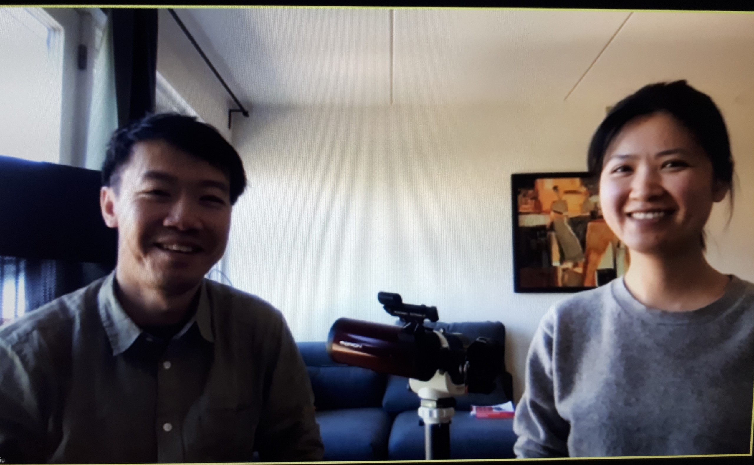 Fuyang Liu and Jing Ai cultivate a newfound interest: stargazing with their telescope