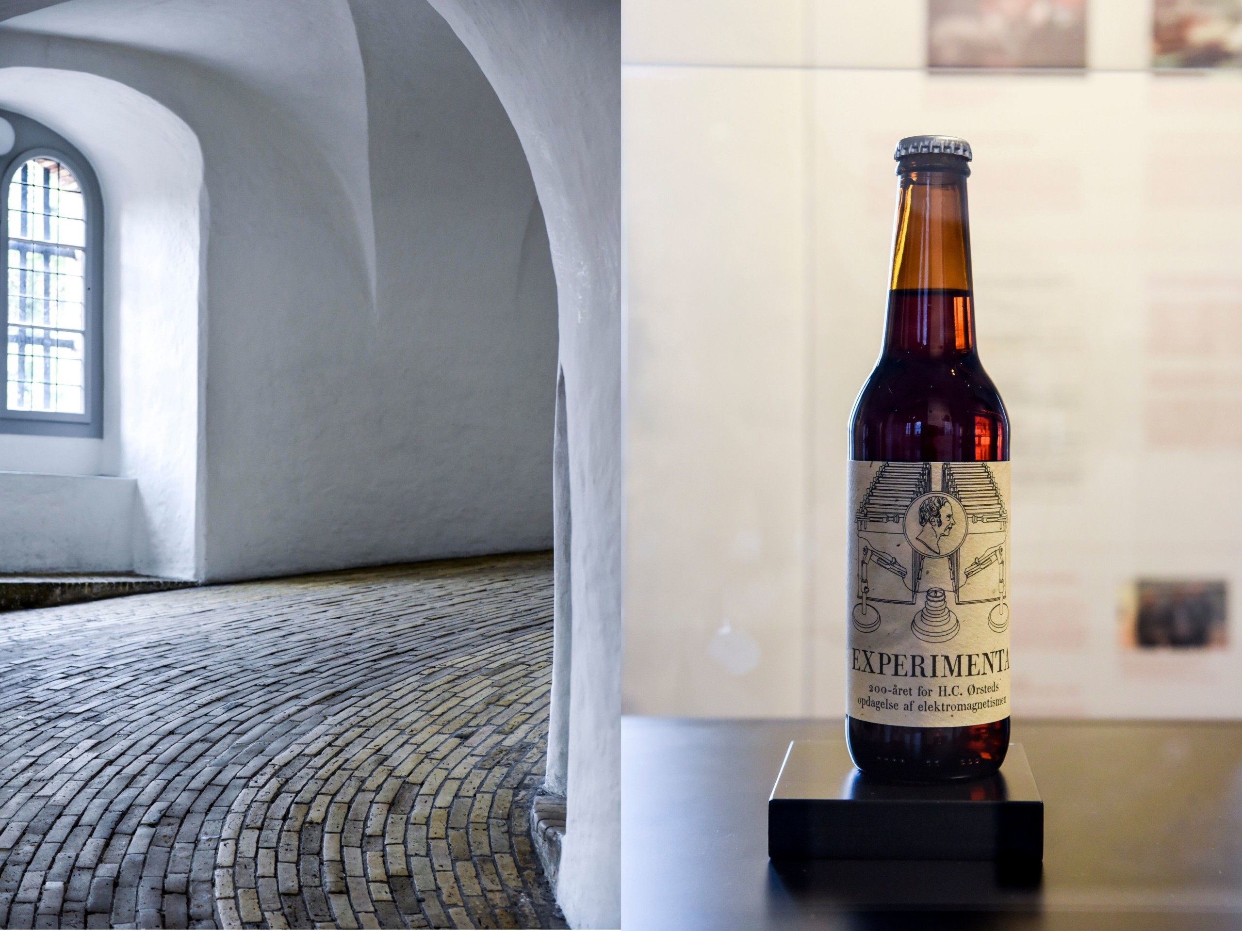 Til venstre: Rundetårns snoede opgang. Til højre: Jubilæumsøl, brygget som i 1820.