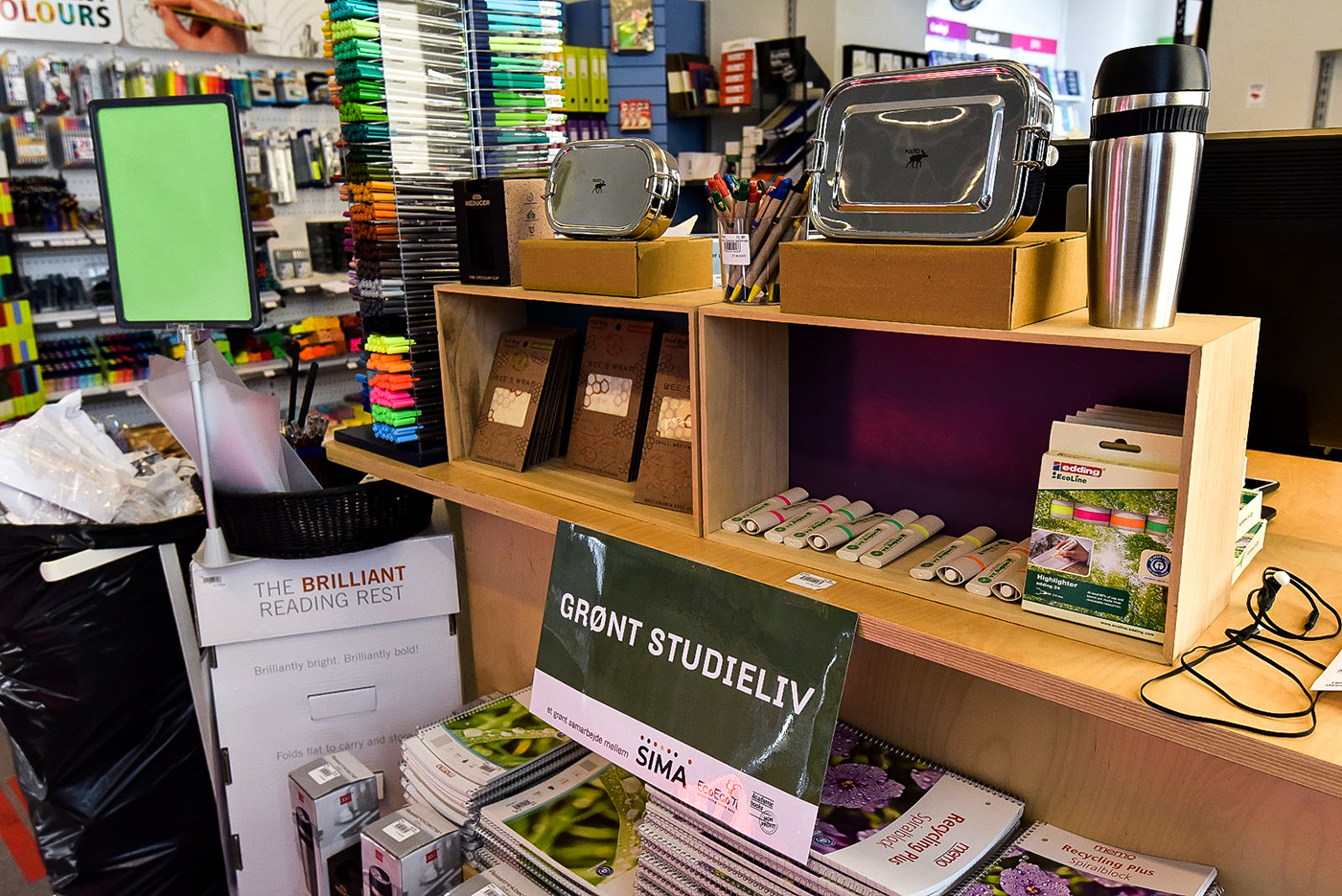 Grønne varer i studenterbogladen ved Botanisk Have.