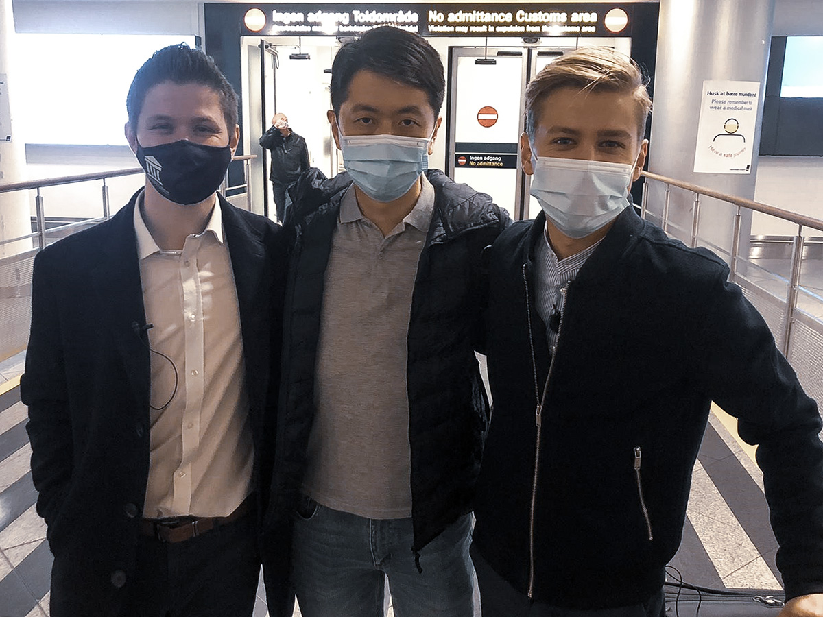 Both Anders Storgaard (left) and Thomas Rohden picked up Ted Hui from the airport. And they took him out there again three days later.