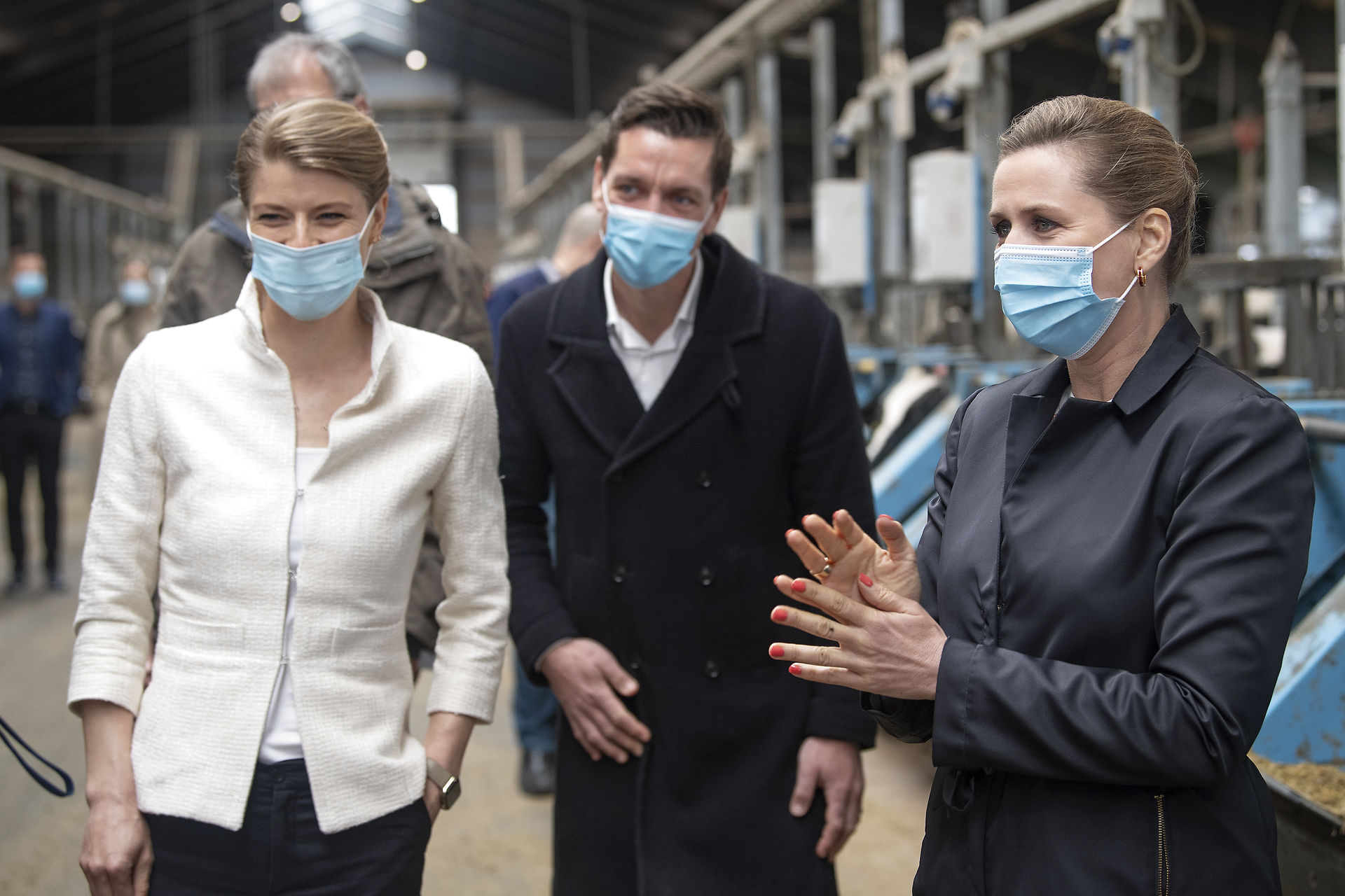 Prime Minister Mette Frederiksen, Minister of Higher Education and Science Ane Halsboe-Jørgensen and the Minister for Interior and Housing Kaare Dybvad present the Danish government proposal at Aarhus University’s Foulum campus on Thursday 27 May.