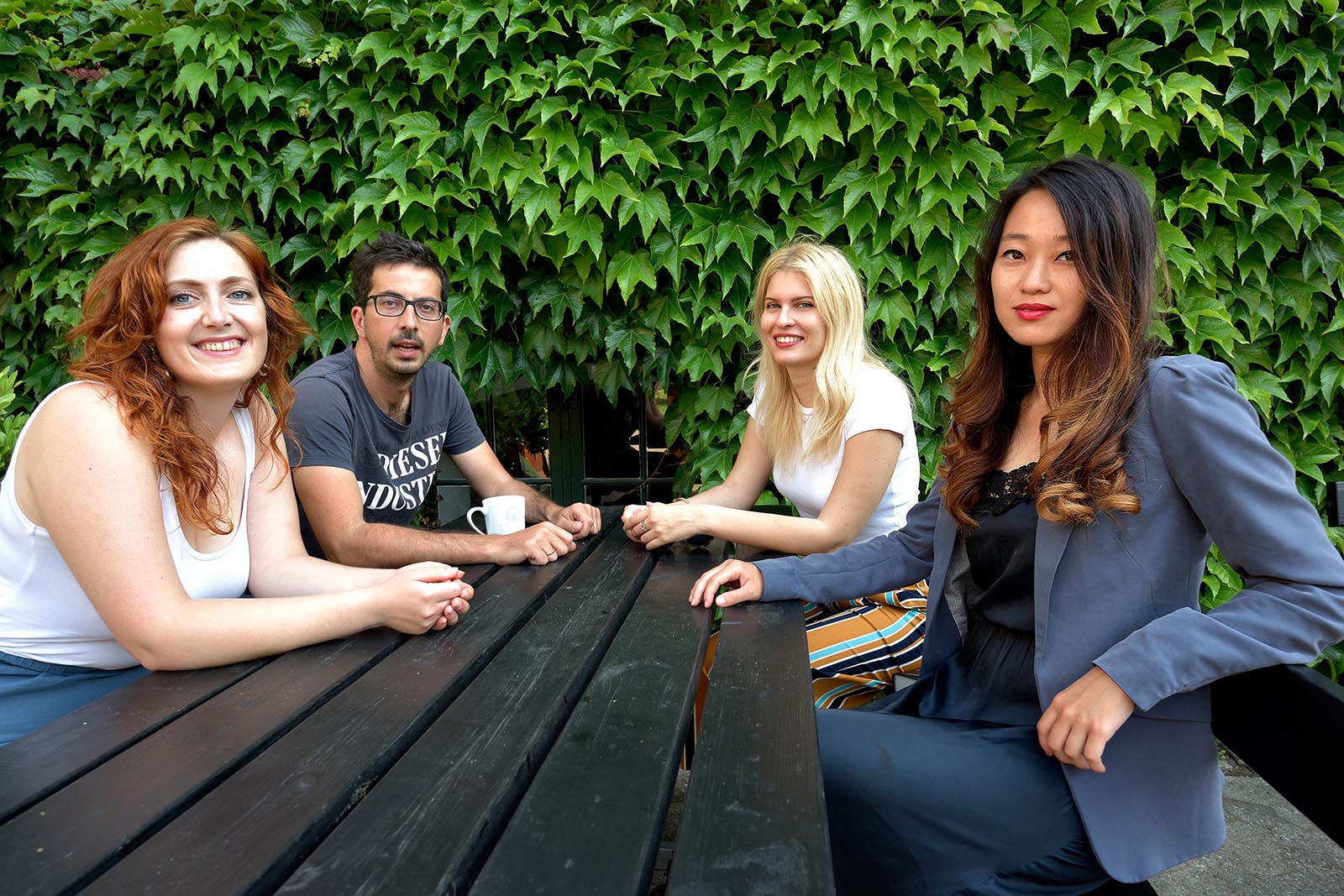 Rikke Friis Bentzon, Ezio Di Nucci, Andrea Bidoli og Ji-Young Lee, der arbejder på projektet The Future of Family Relationships.