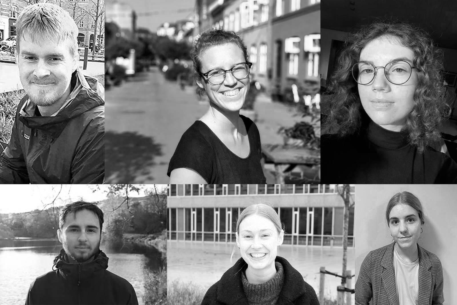 Øverst fra venstre: Halfdan Ekins, Rikke Møller, Alberte Nissen, Eskil Fundal, Signe Berg og Anna Jakobsen.