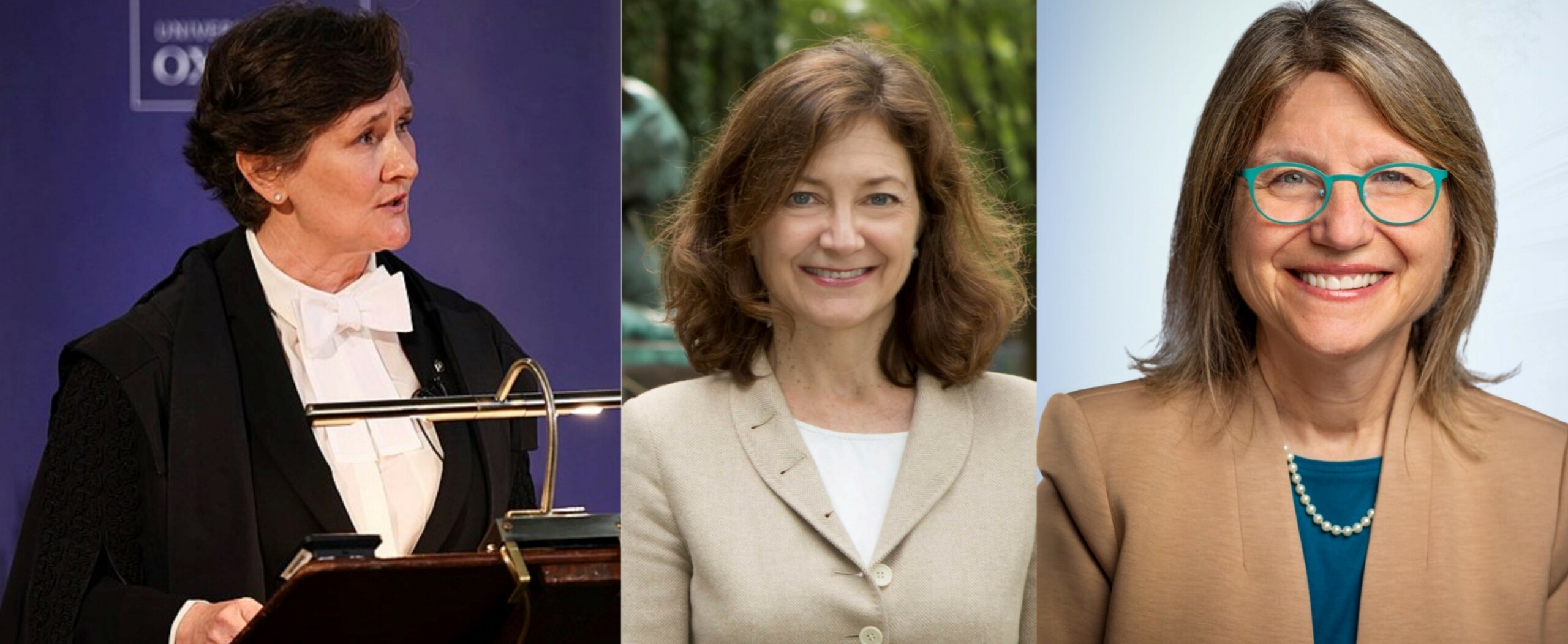(From left) Irene Tracey, University of Oxford, Deborah Prentice, University of Cambridge, and Sally Kornbluth, MIT. Claudine Gay (not pictured) is to head Harvard University