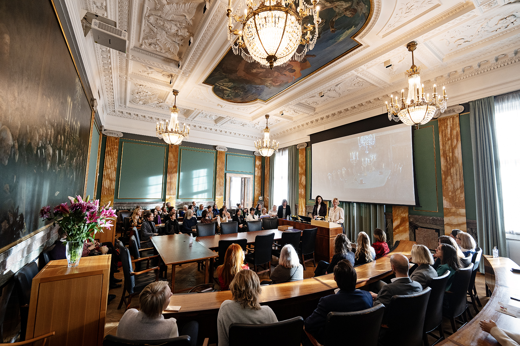 Ukrainske og danske forskere var samlet hos Videnskabernes Selskab d. 8. marts. Foto: Lars Svankjær/Videnskabernes Selskab.