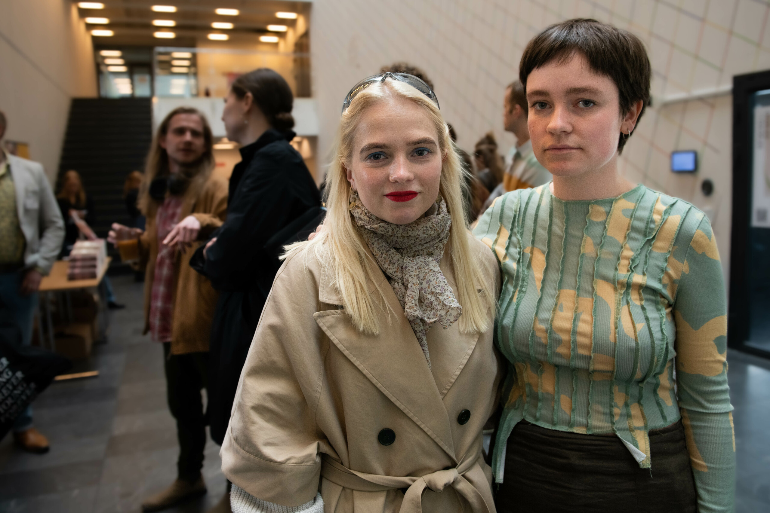 Elise Sydendal (left) and Julie Nygaard had signed up for the lecture before the organisers had to report 'no more seats available'.