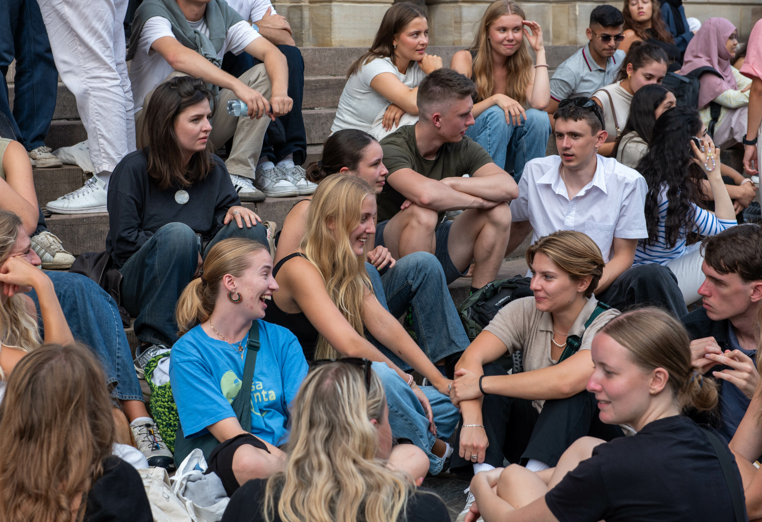 Archive photo: Students on the steps of the central Frue Plads square.