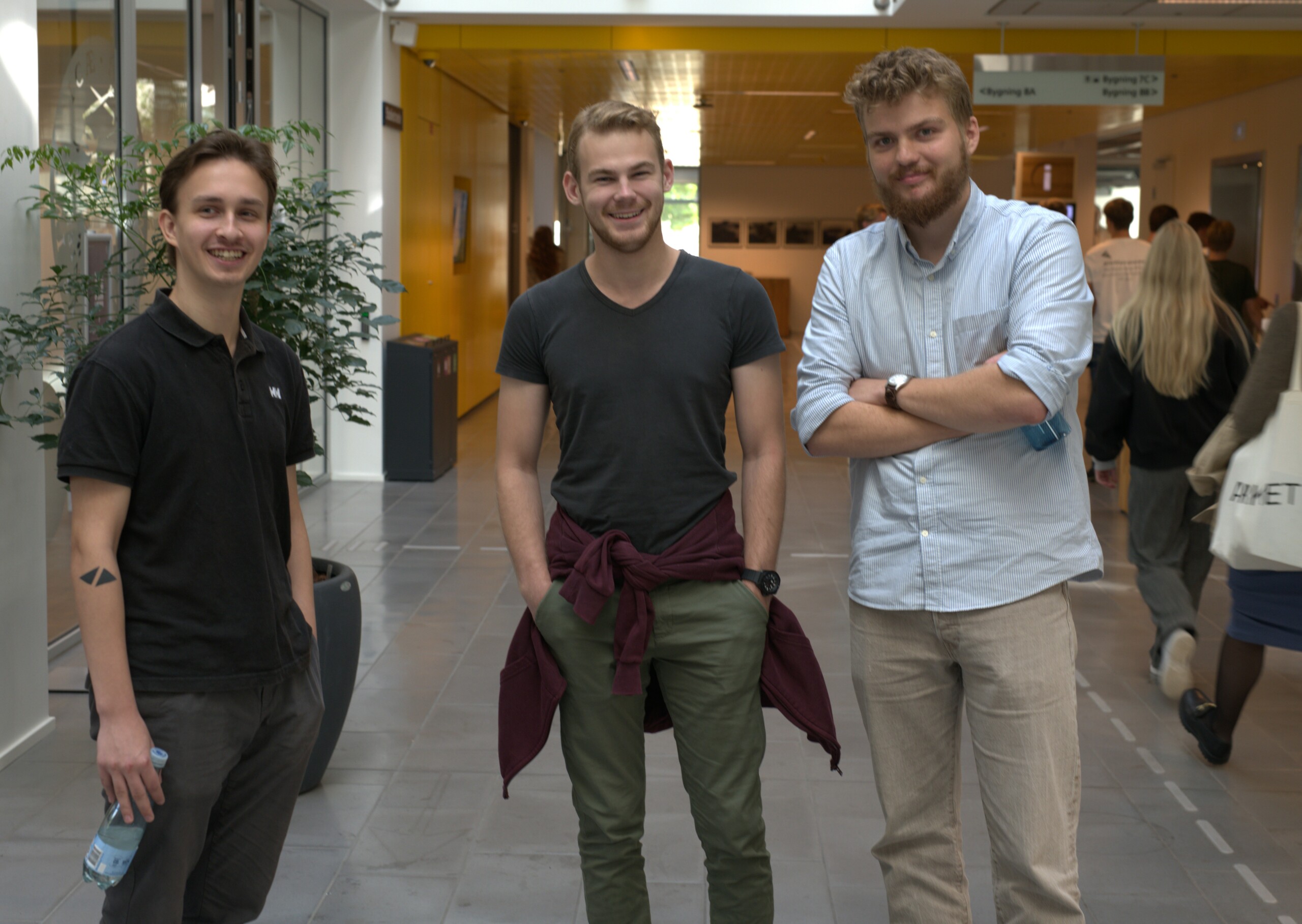 Fra venstre: Matt Nordvold, Andreas Jørgensen og Frederik Zacharias. Alle studerende på 3. semester.