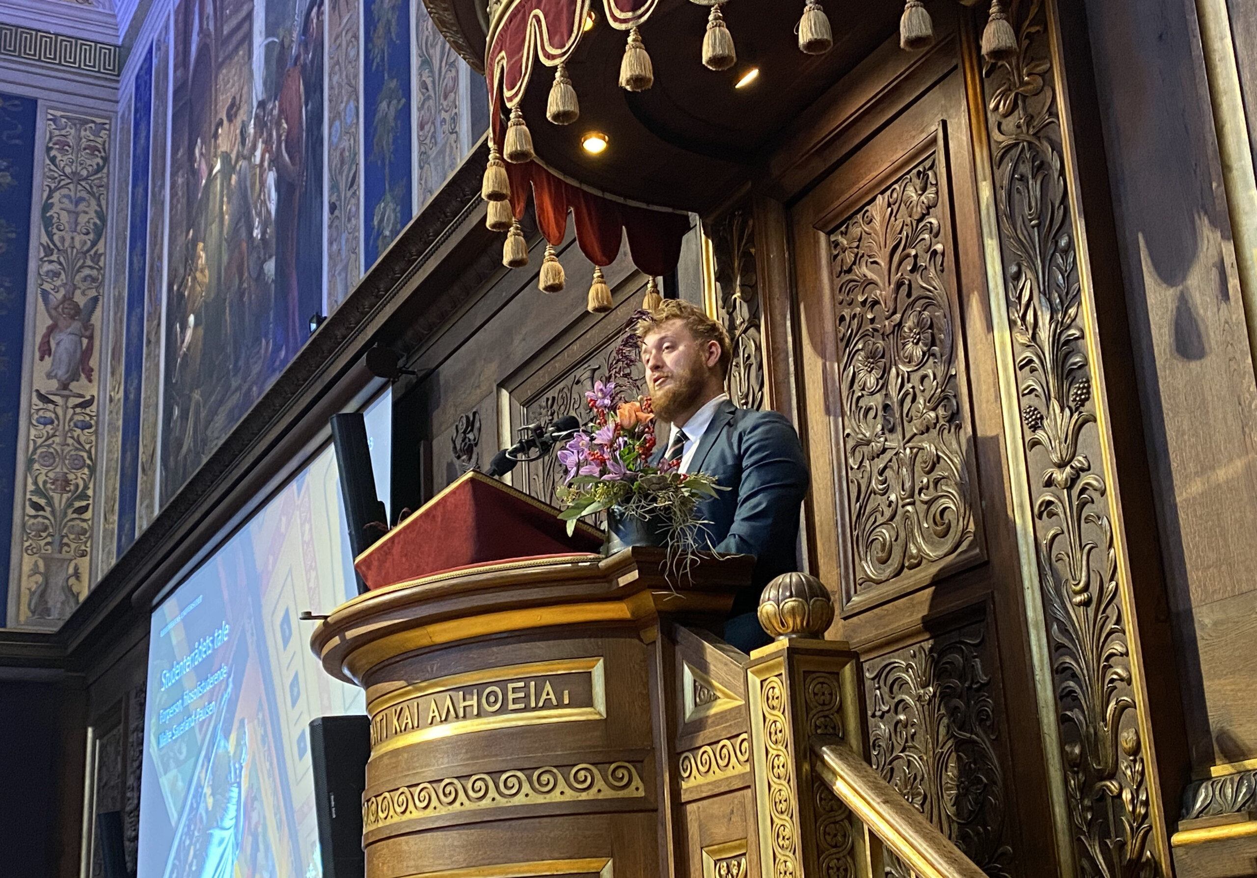 Traditionen tro holder forpersonen for Studenterrådet, Malte Sauerland-Paulsen, tale ved KU's årsfest.