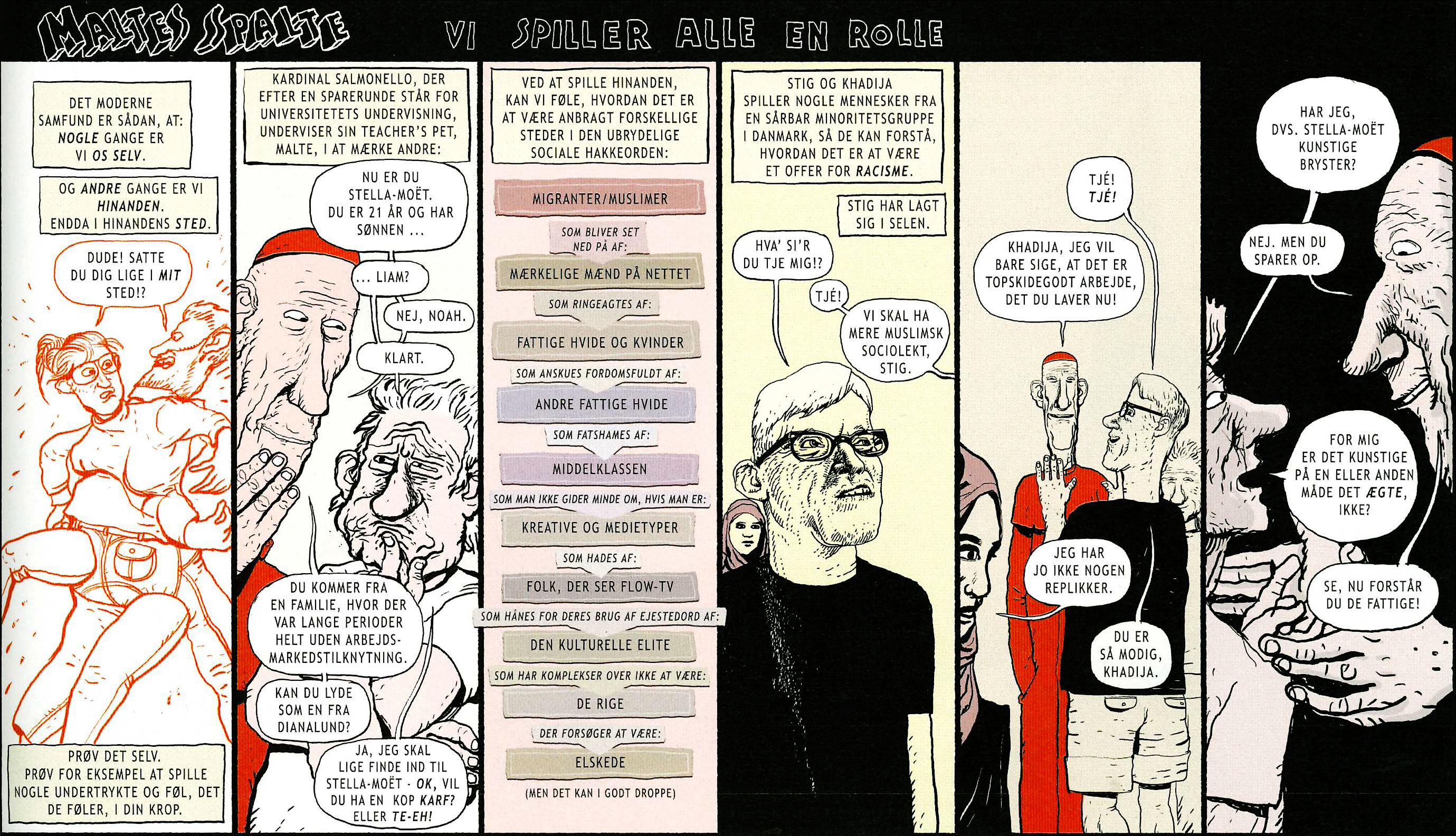 Kardinal Salmonello var en genkommende karakter i Maltes Spalte. Her underviser han Malte i empati i en spalte fra 2019.