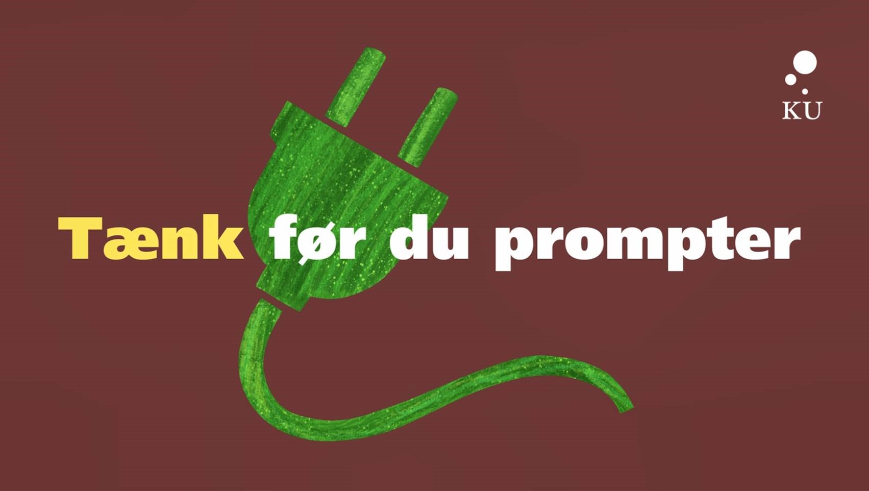 Illustrationen er del af kampagnen »Vidste du at en prompt…?«, som Uddannelser og Studerende ved KU har skabt for at gøre studerende og ansatte bevidste om klimabelastningen ved AI.