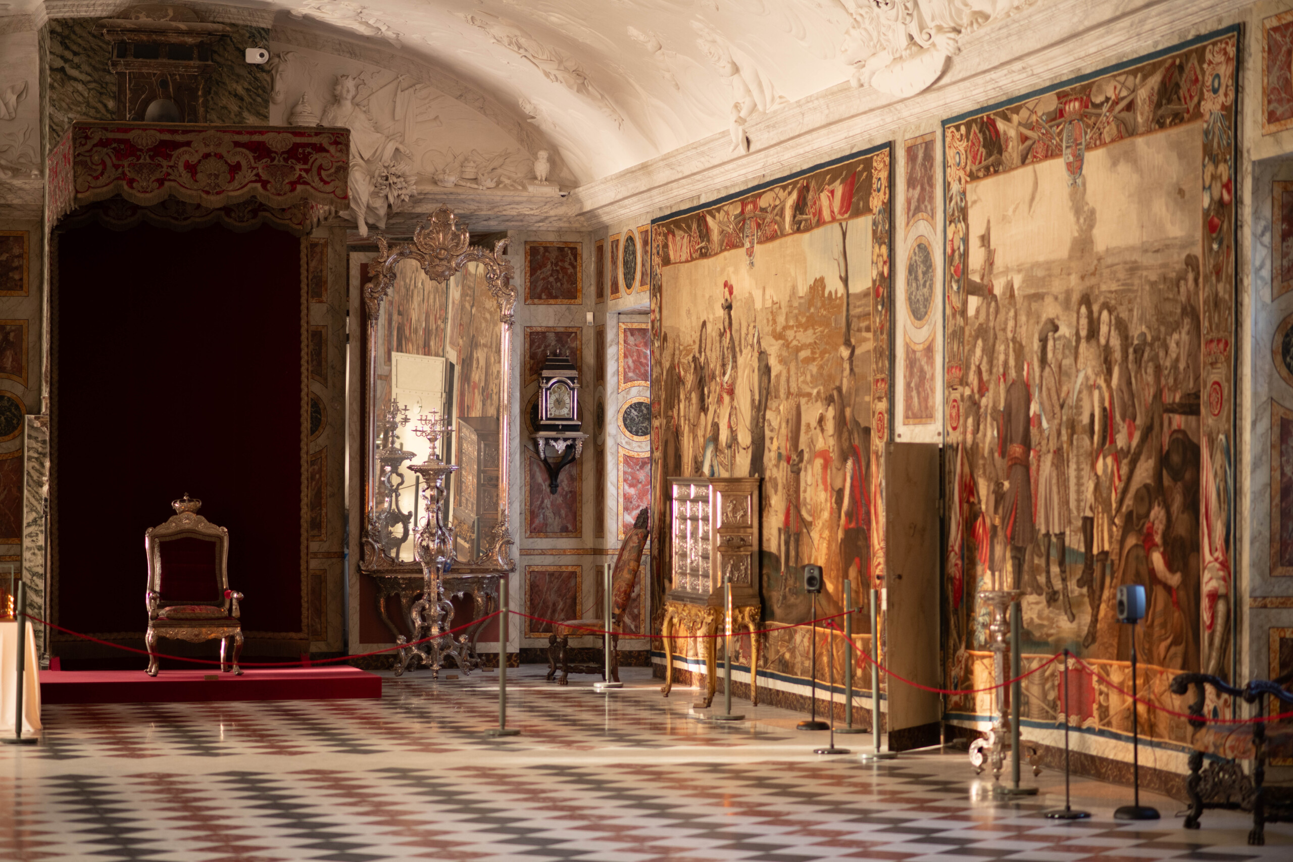 It is not known where the chair was placed. Maybe here in the Knights’ Hall at Rosenborg Castle?