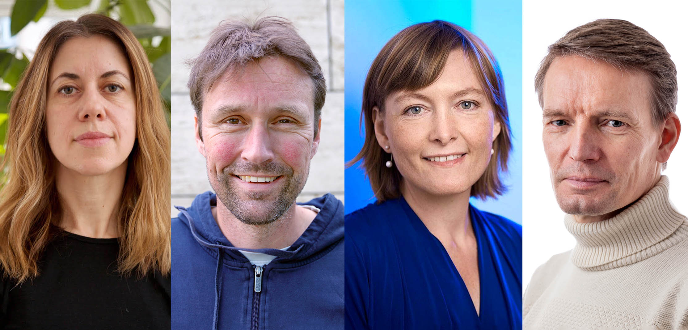 Fra venstre: Victoria Southgate fra Institut for Psykologi; Peter Brodersen fra Biologisk Institut; samt Rebecca Adler-Nissen og Christian F. Rostbøll, begge fra Institut for Statskundskab.