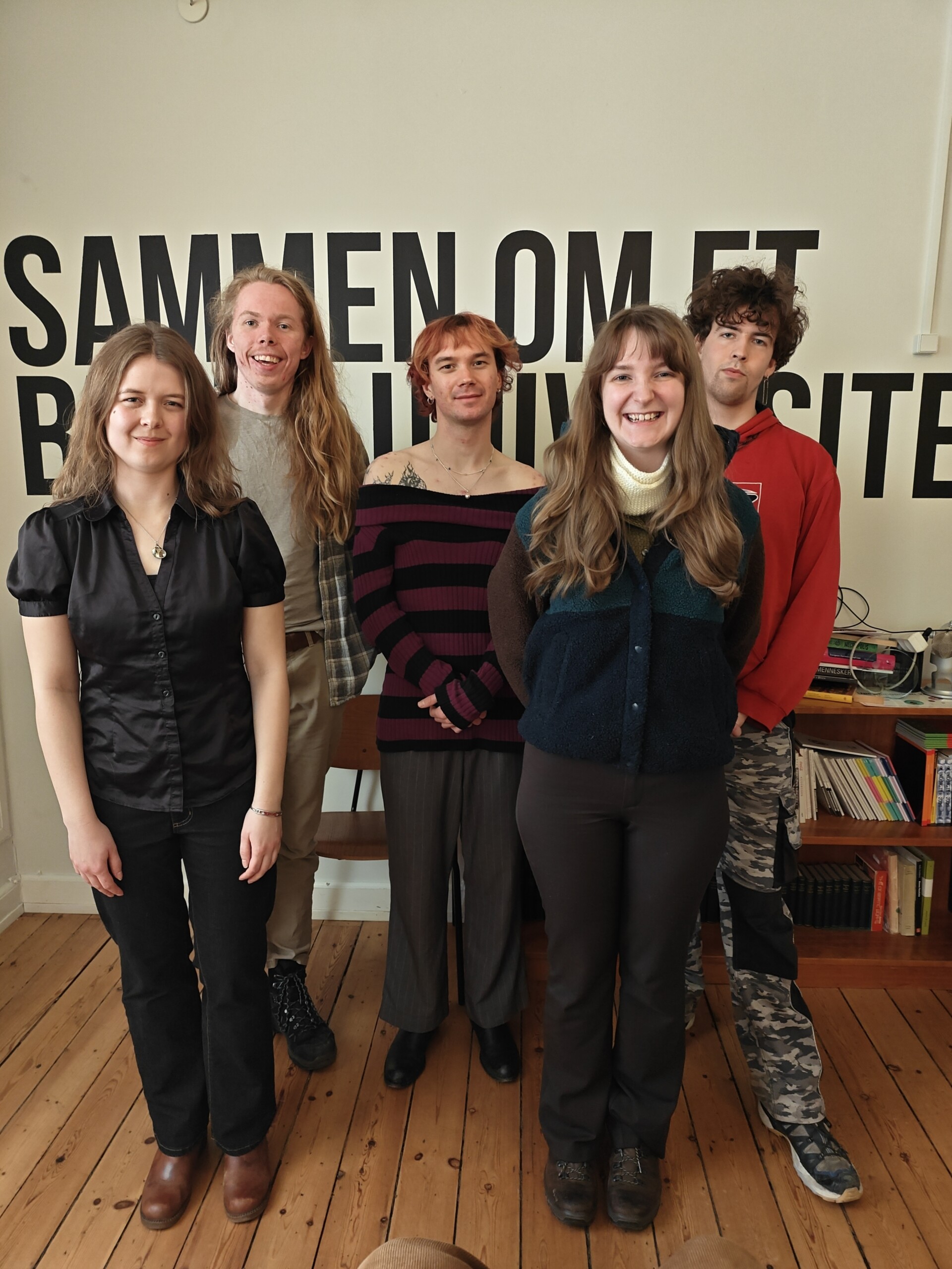 Studenterrådets forretningsudvalg. Fra venstre: Mathilde Bak Baisgaard, Niels Holm Lassen, Ira Thomas Bro Pold, Nicoline Forsberg og Emil Moesgård.