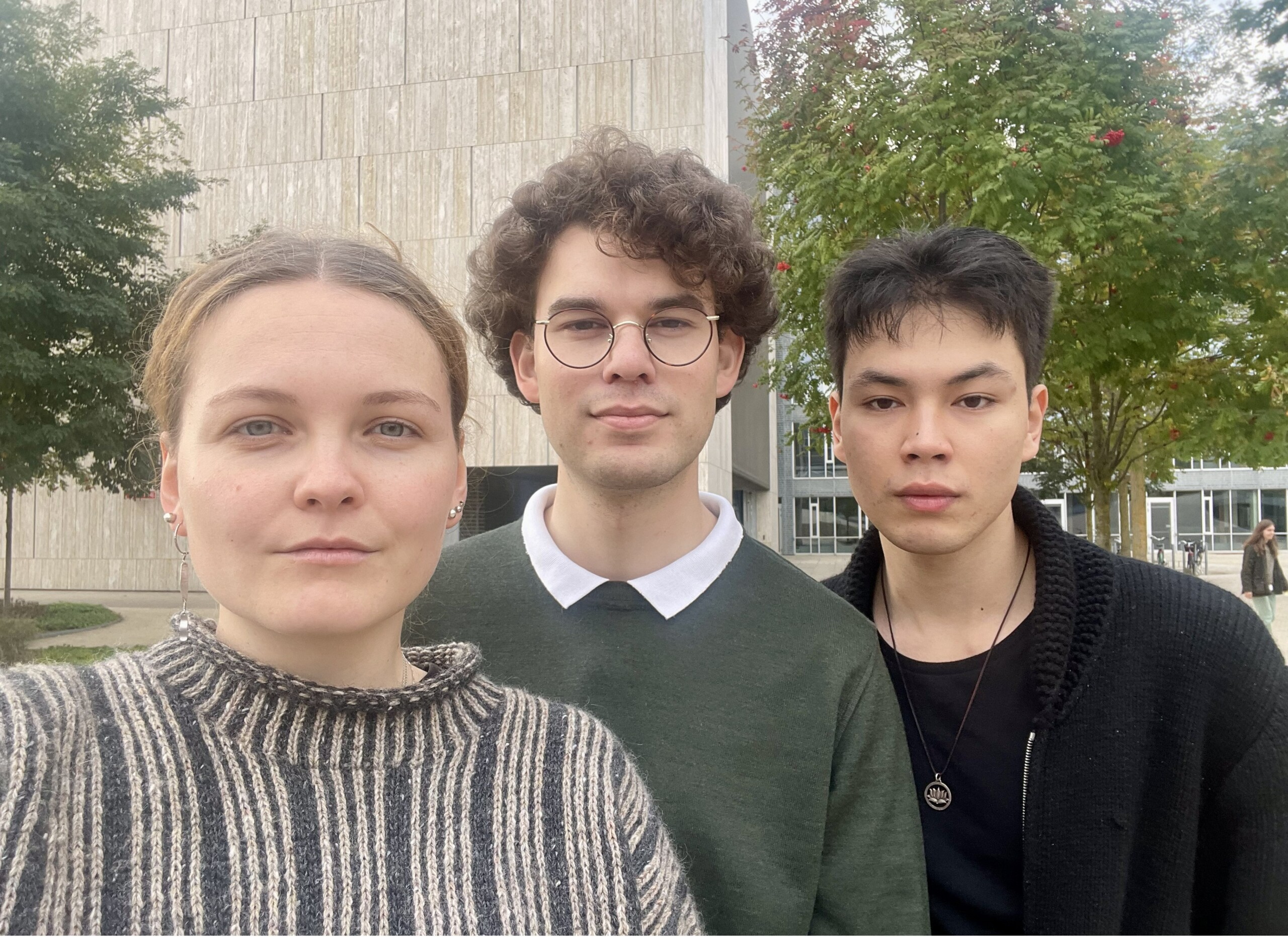 Fra venstre: Signe Berner, Philip Kierstein Kjærside, Kai Shi Immerkær, Alle studenterrepræsentanter i Undervisningsudvalget på PLEN.